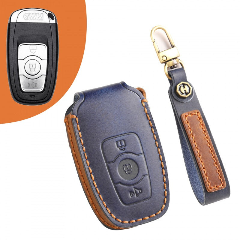 Haval Key Case H6 H2 H7 H8 H9 Handmade Leather Cover（#HA63） - Blue