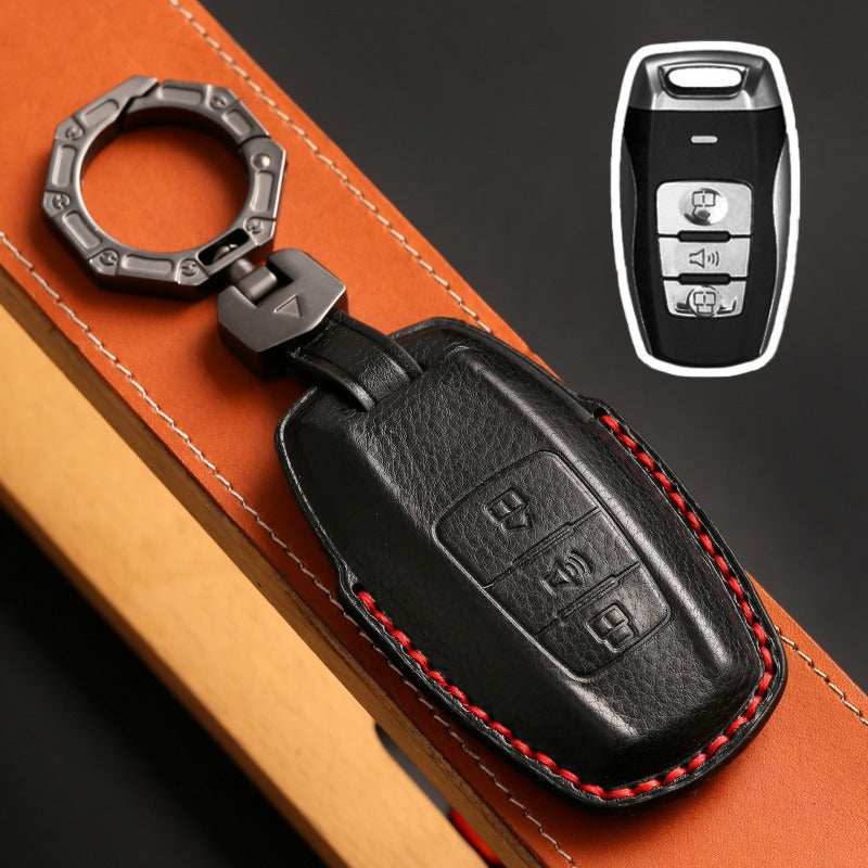 Haval M6 H6 F7x F5 Big Dog Leather Key Case(#HA284) - Key-3 / Black