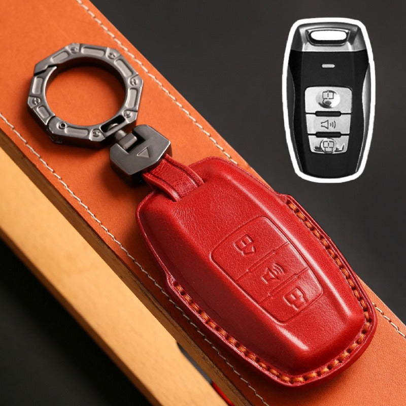 Haval M6 H6 F7x F5 Big Dog Leather Key Case(#HA284) - Key-3 / Red