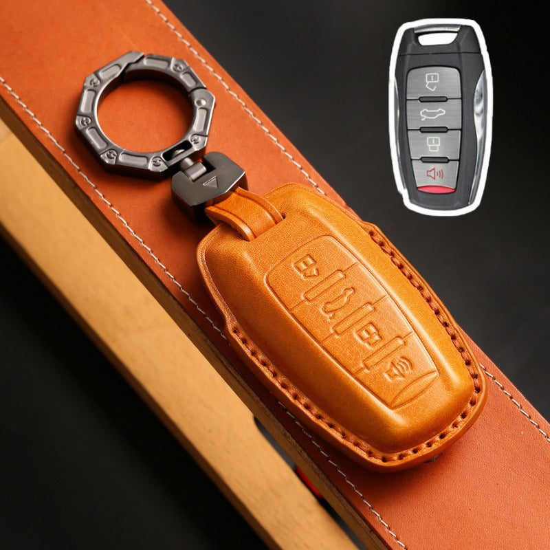 Haval M6 H6 F7x F5 Big Dog Leather Key Case(#HA284) - key-4-Horn tail box / Yellow