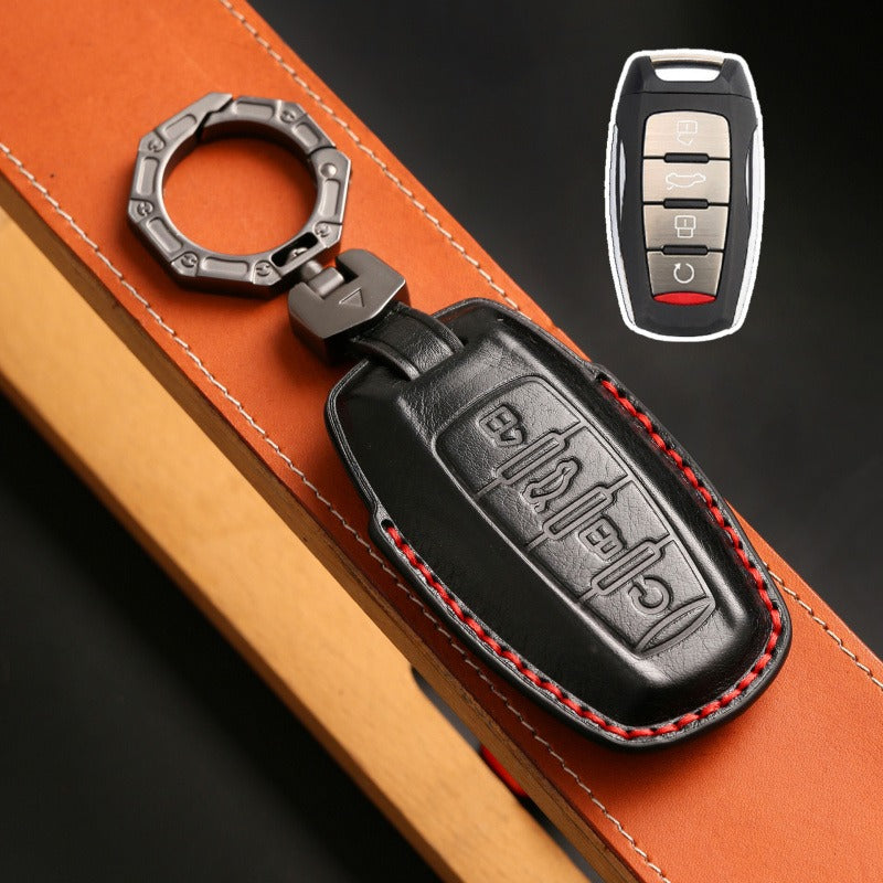 Haval M6 H6 F7x F5 Big Dog Leather Key Case(#HA284) - Key-4-Start the tailgate / Black