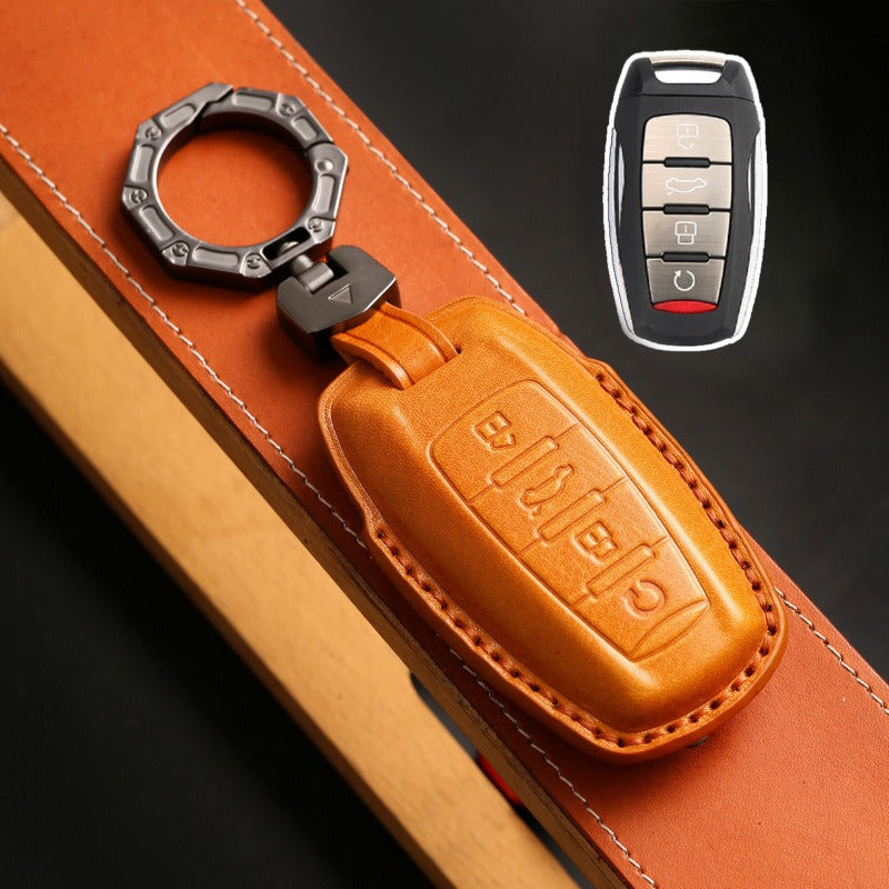 Haval M6 H6 F7x F5 Big Dog Leather Key Case(#HA284) - Key-4-Start the tailgate / Yellow