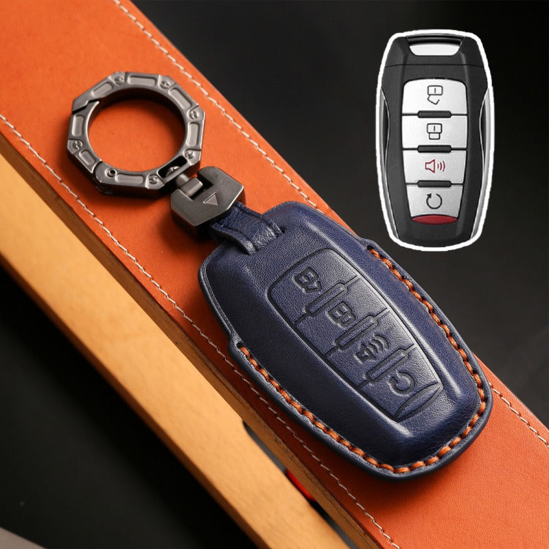 Haval M6 H6 F7x F5 Big Dog Leather Key Case(#HA284) - Key-4-Start the horn / Blue