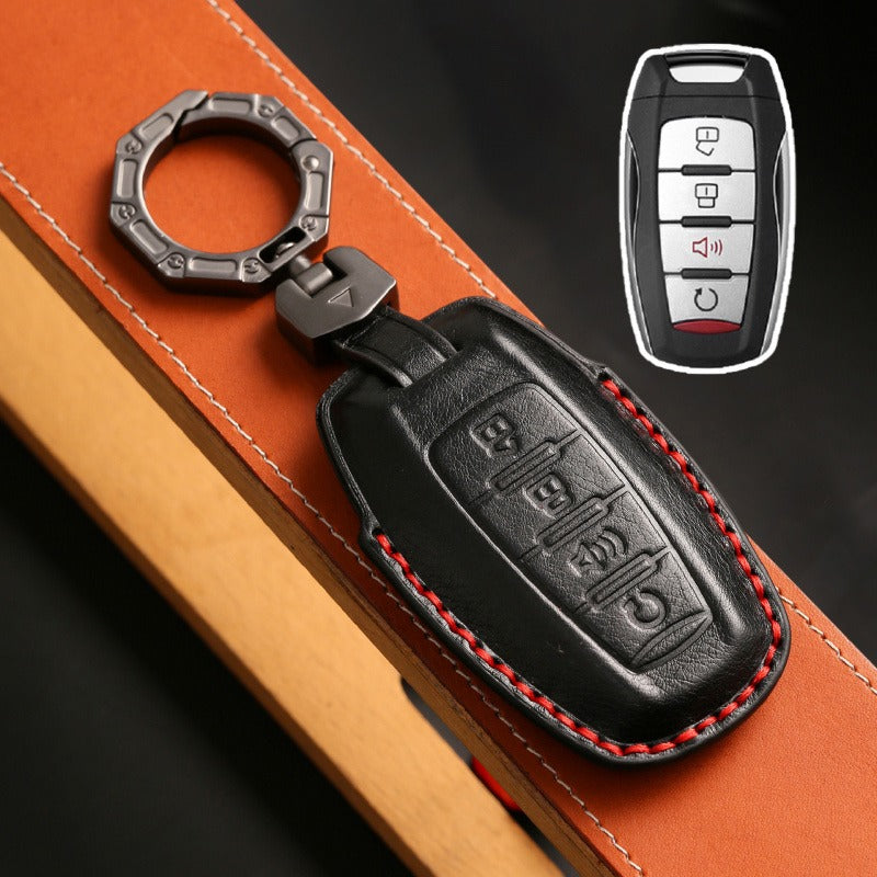 Haval M6 H6 F7x F5 Big Dog Leather Key Case(#HA284) - Key-4-Start the horn / Black