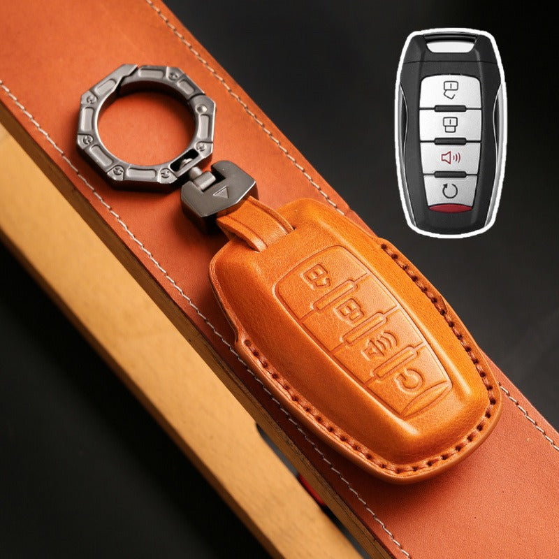 Haval M6 H6 F7x F5 Big Dog Leather Key Case(#HA284) - Key-4-Start the horn / Yellow