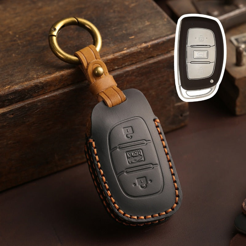 Hyundai Elantra ix35 ix25 Leather Key Case(#HY196) - Type-A / Black