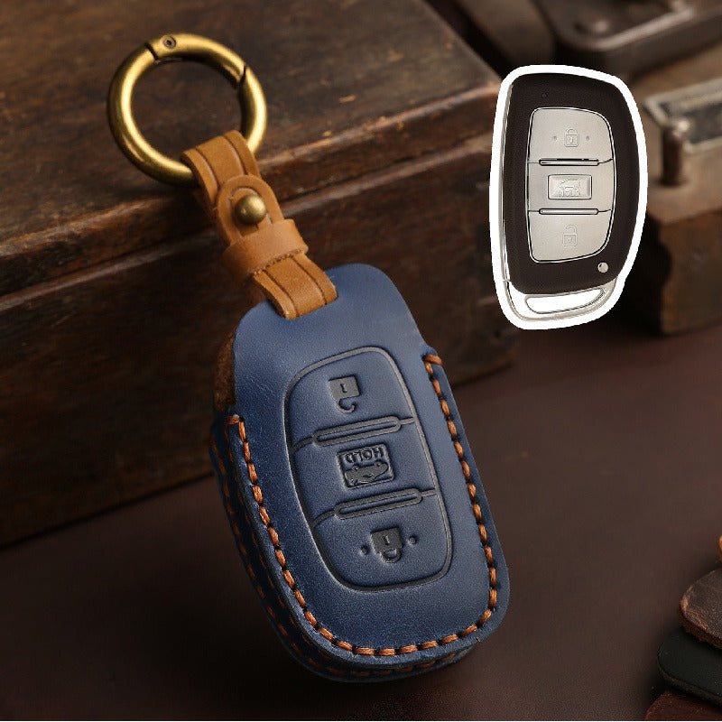 Hyundai Elantra ix35 ix25 Leather Key Case(#HY196) - Type-A / Blue
