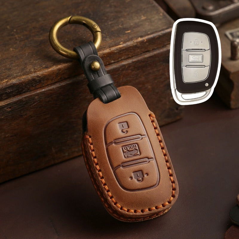 Hyundai Elantra ix35 ix25 Leather Key Case(#HY196) - Type-B / Blue