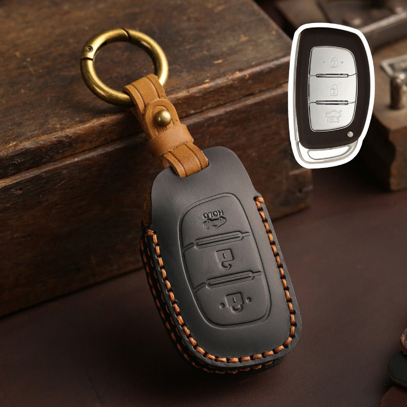 Hyundai Elantra ix35 ix25 Leather Key Case(#HY196) - Type-B / Black