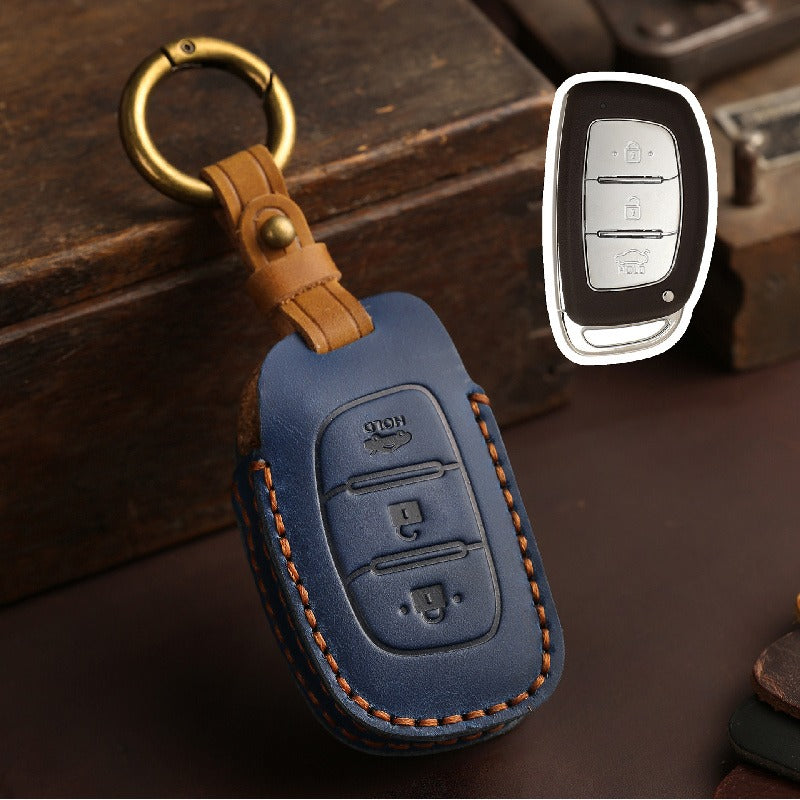 Hyundai Elantra ix35 ix25 Leather Key Case(#HY196) - Type-B / Blue
