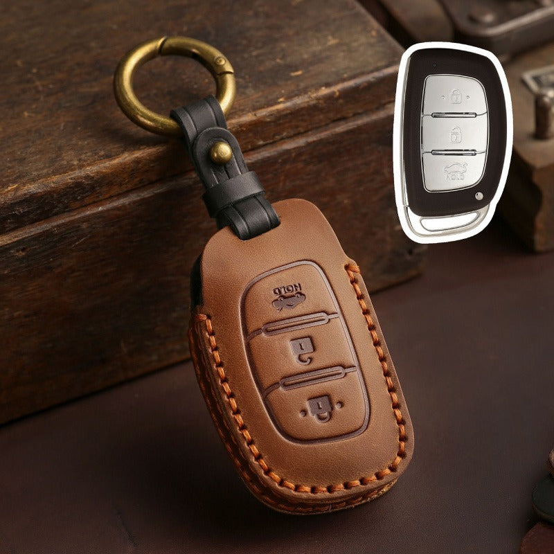 Hyundai Elantra ix35 ix25 Leather Key Case(#HY196) - Type-B / Brown