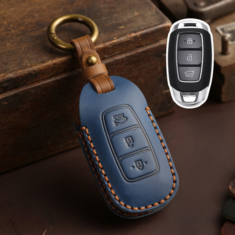 Hyundai Elantra Lafesta Leather Key Case(#HY198) - Blue