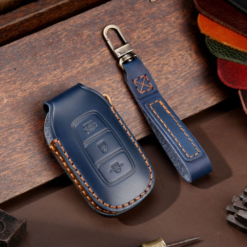 Hyundai Festa / Custo Leather Key Case(#HY216) - Key-3 / Blue