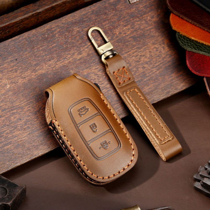 Hyundai Festa / Custo Leather Key Case(#HY216) - Key-3 / Brown