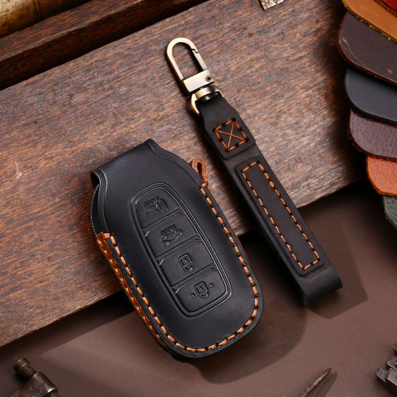 Hyundai Festa / Custo Leather Key Case(#HY216) - Key-4 / Black