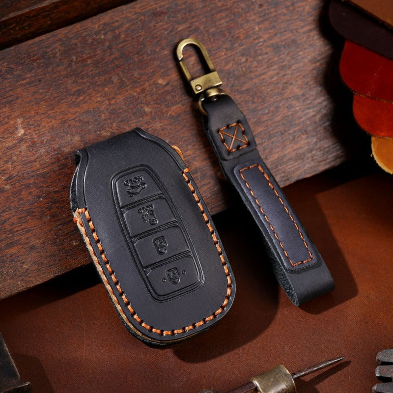 Hyundai Festa / Custo Leather Key Case(#HY216) - Key-4 Custo / Black