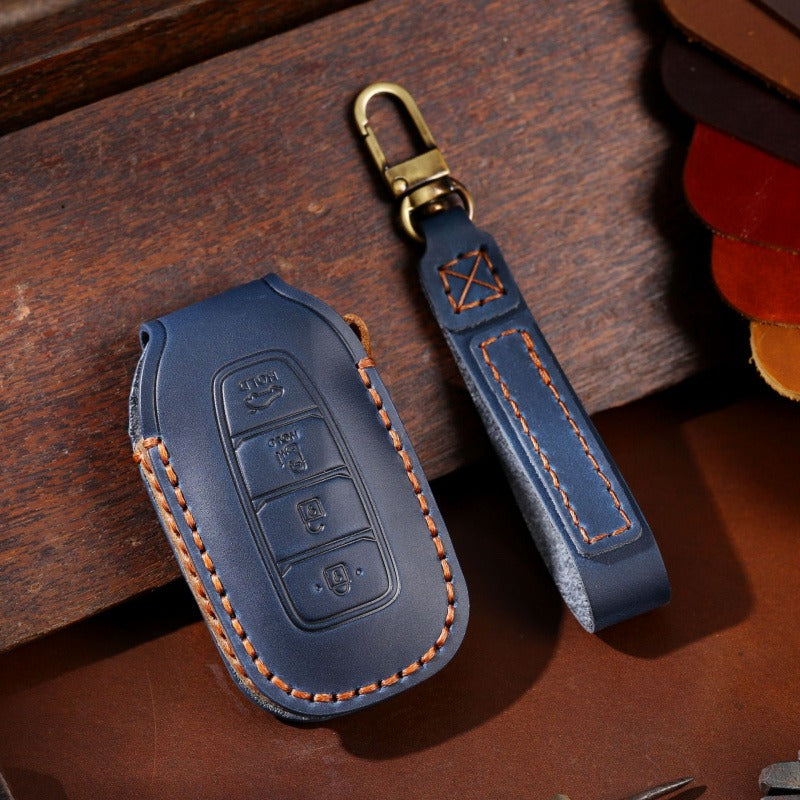Hyundai Festa / Custo Leather Key Case(#HY216) - Key-4 Custo / Blue
