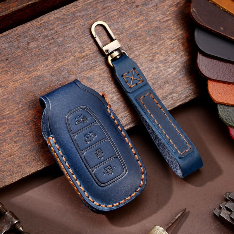 Hyundai Festa / Custo Leather Key Case(#HY216) - Key-4 / Blue