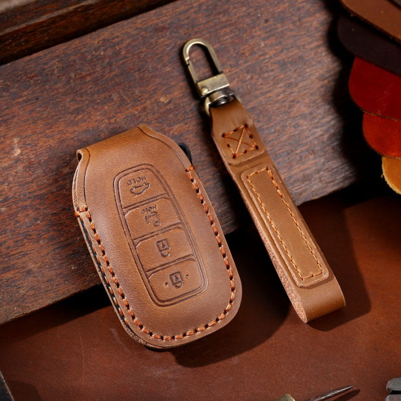 Hyundai Festa / Custo Leather Key Case(#HY216) - Key-4 Custo / Brown
