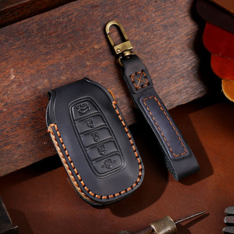Hyundai Festa / Custo Leather Key Case(#HY216) - Key-5 Custo / Black