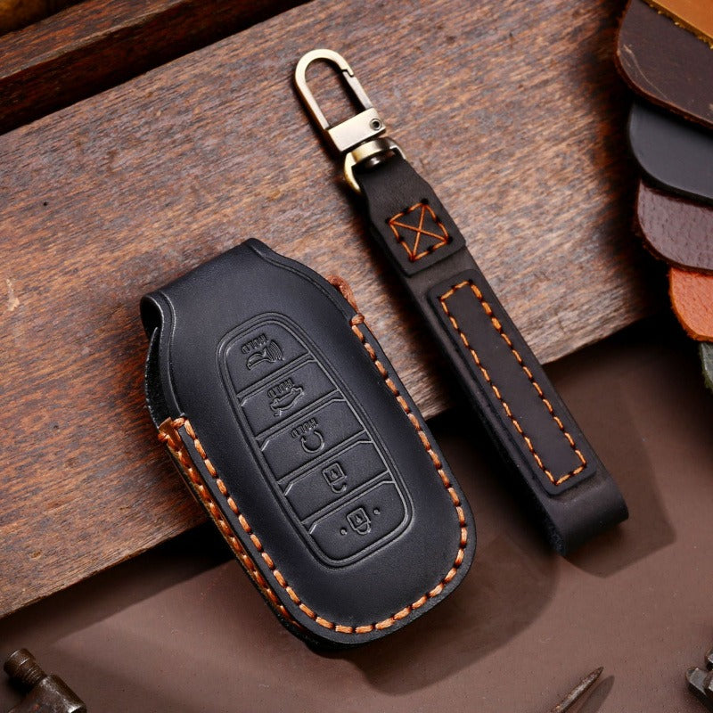 Hyundai Festa / Custo Leather Key Case(#HY216) - Key-5 / Black