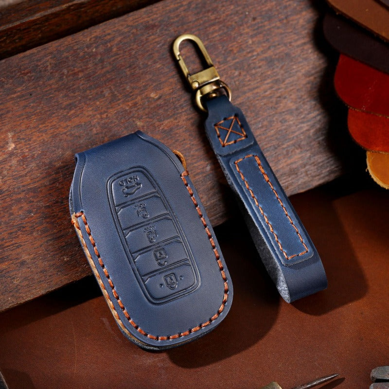 Hyundai Festa / Custo Leather Key Case(#HY216) - Key-5 Custo / Blue