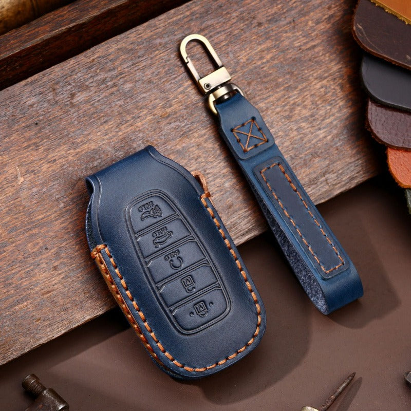 Hyundai Festa / Custo Leather Key Case(#HY216) - Key-5 / Blue
