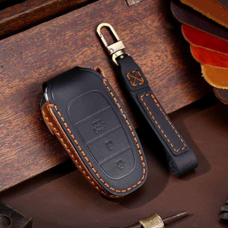Hyundai Handmade Leather Key Case Collection(#HY212) - Key-7 / Black