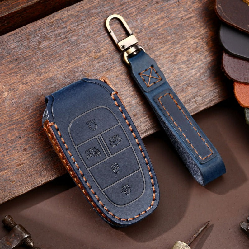 Hyundai Handmade Leather Key Case Collection(#HY212) - Key-5 / Blue