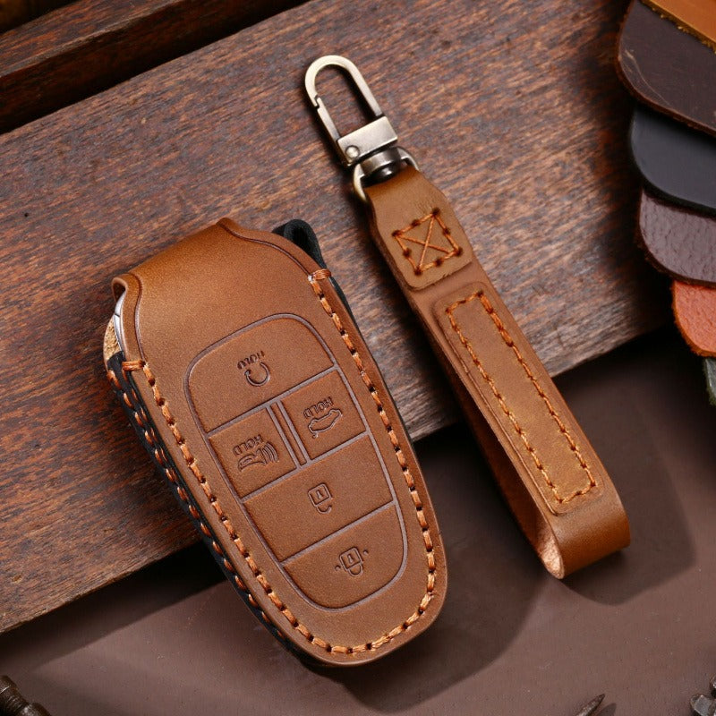 Hyundai Handmade Leather Key Case Collection(#HY212) - Key-5 / Brown