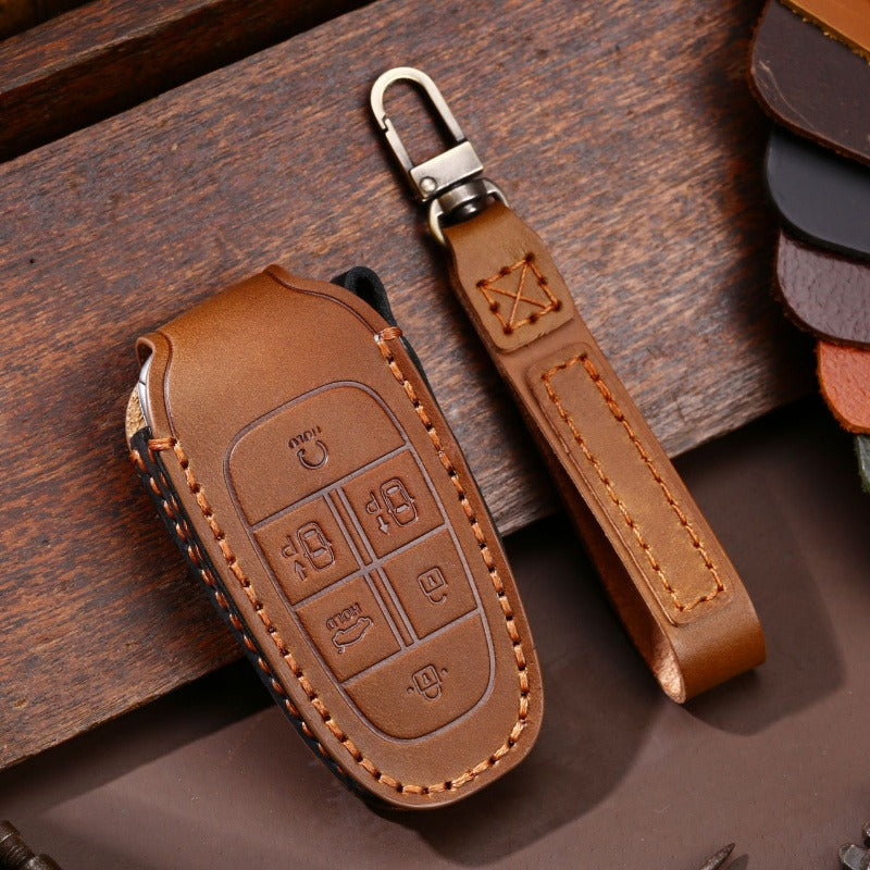 Hyundai Handmade Leather Key Case Collection(#HY212) - Key-6 / Brown