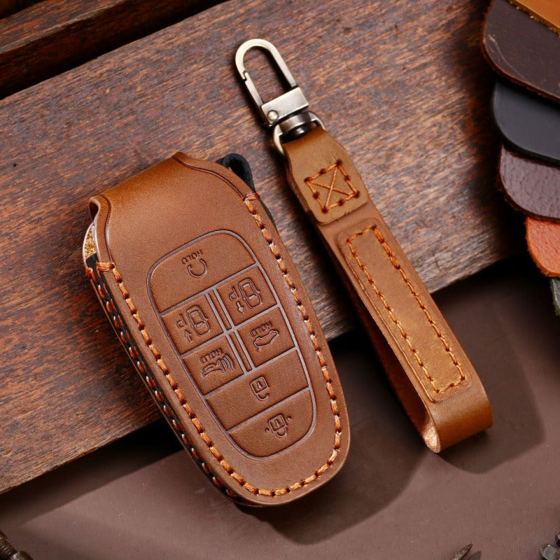 Hyundai Handmade Leather Key Case Collection(#HY212) - Key-7 / Brown