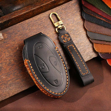 Hyundai Handmade Leather Key Case Collection(#HY214) - Key-5 / Black