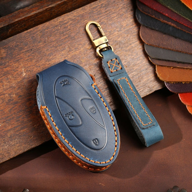 Hyundai Handmade Leather Key Case Collection(#HY214) - Key-5 / Blue