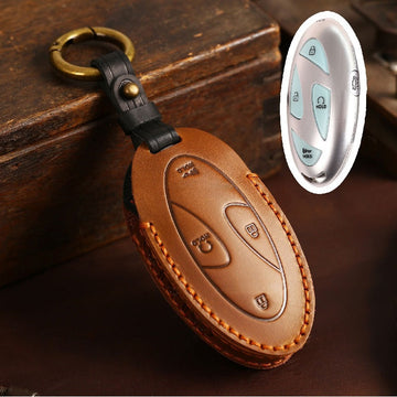 Hyundai Handmade Leather Key Case(#HI012) - Brown / 5-key