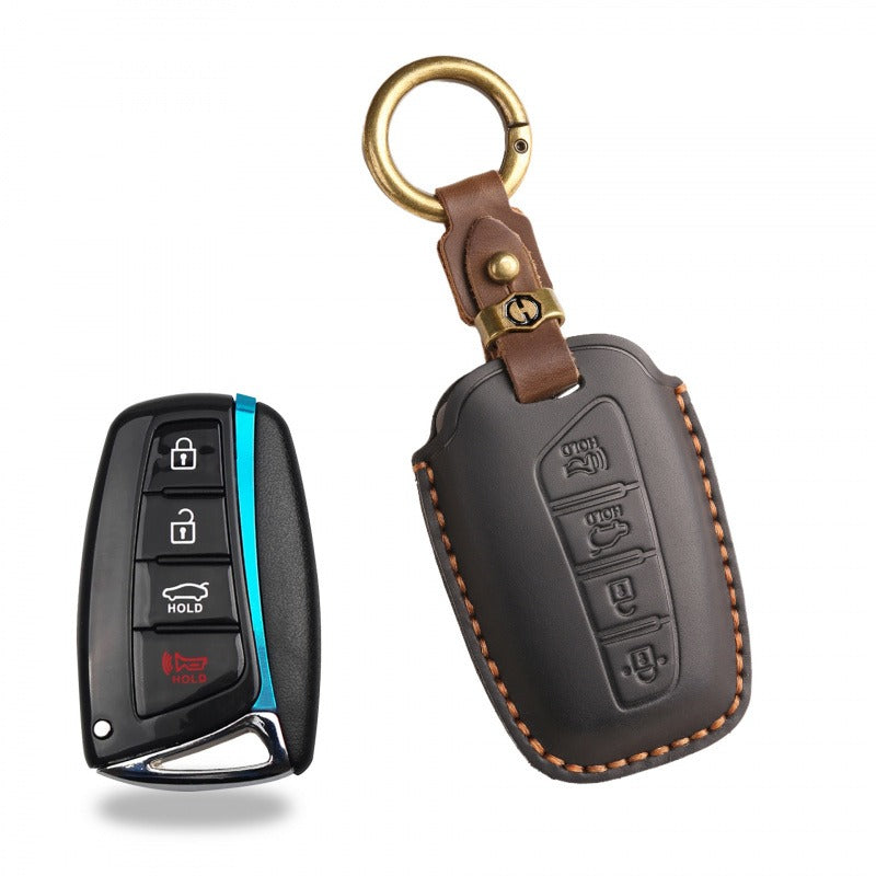 Hyundai ix45 Retro Leather Key Case(#HY191) - Black / Key-4