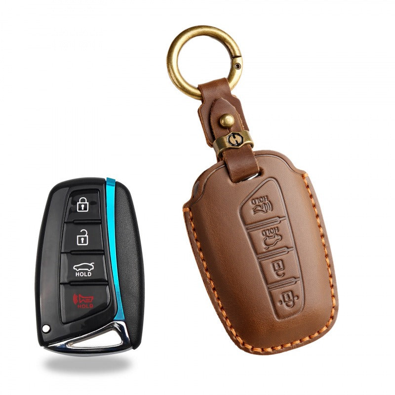 Hyundai ix45 Retro Leather Key Case(#HY191) - Brown / Key-4