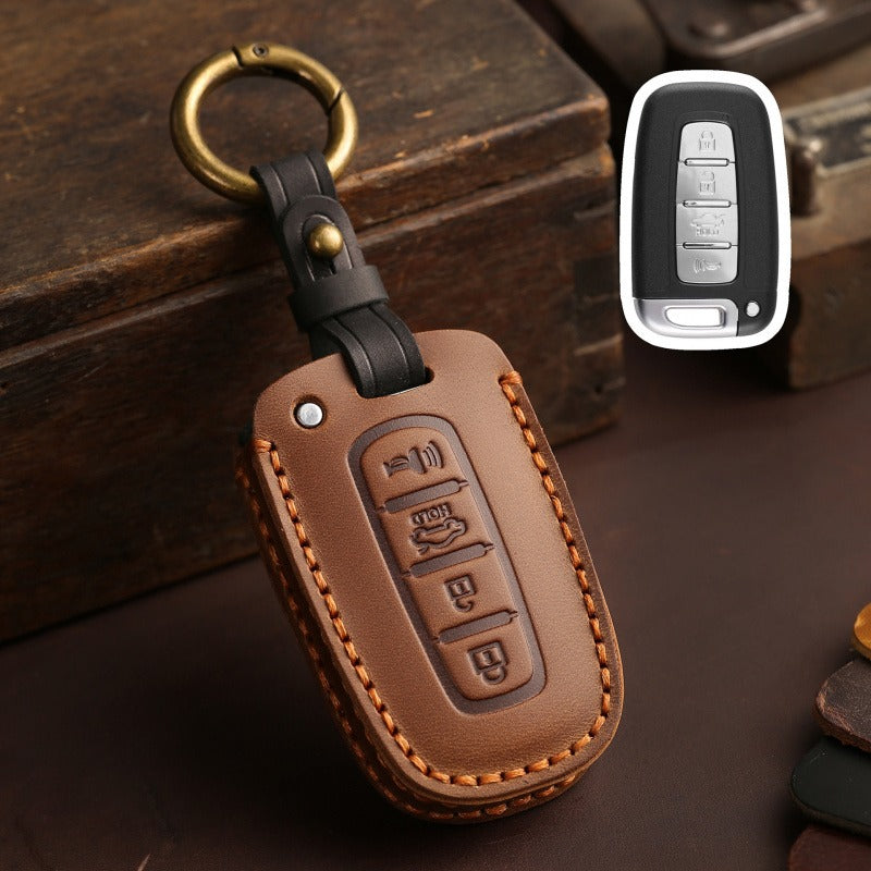Hyundai & Kia Leather Key Case Collection(#HY215) - Key-4 / Brown