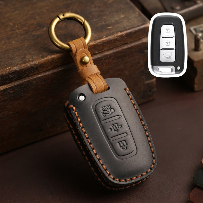 Hyundai & Kia Leather Key Case Collection(#HY219) - Key-3 / Black