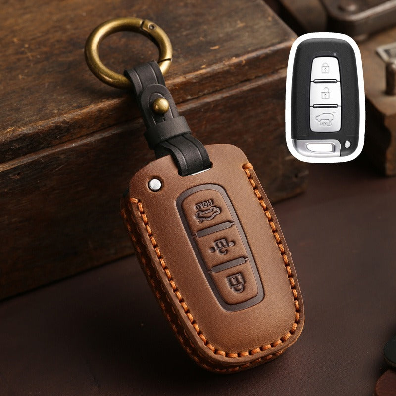 Hyundai & Kia Leather Key Case Collection(#HY219) - Key-3 / Brown