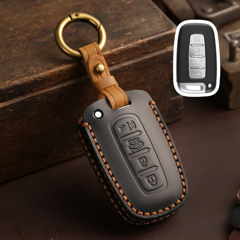 Hyundai & Kia Leather Key Case Collection(#HY219) - Key-4 / Black
