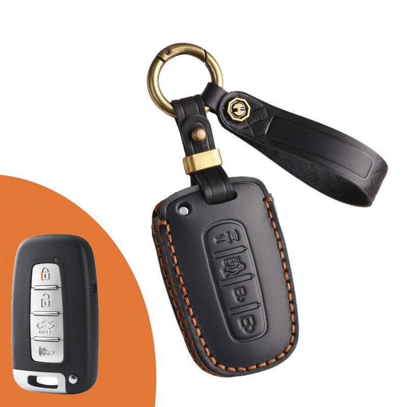 Hyundai Kia Leather Key Case Elantra ix35 K5(#HY193) - Key-4 / Black