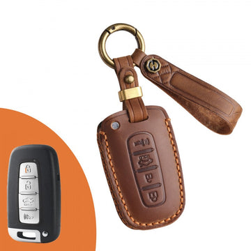 Hyundai Kia Leather Key Case Elantra ix35 K5(#HY193) - Key-4 / Brown