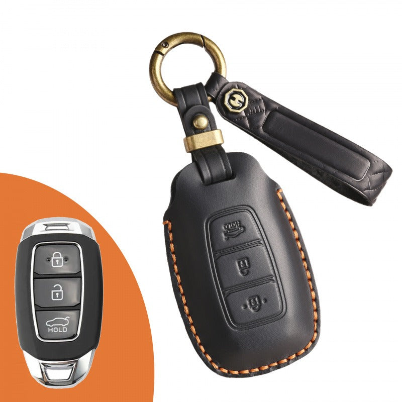 Hyundai Lafesta Custo Leather Key Case(#HY201) - key-3 / Black