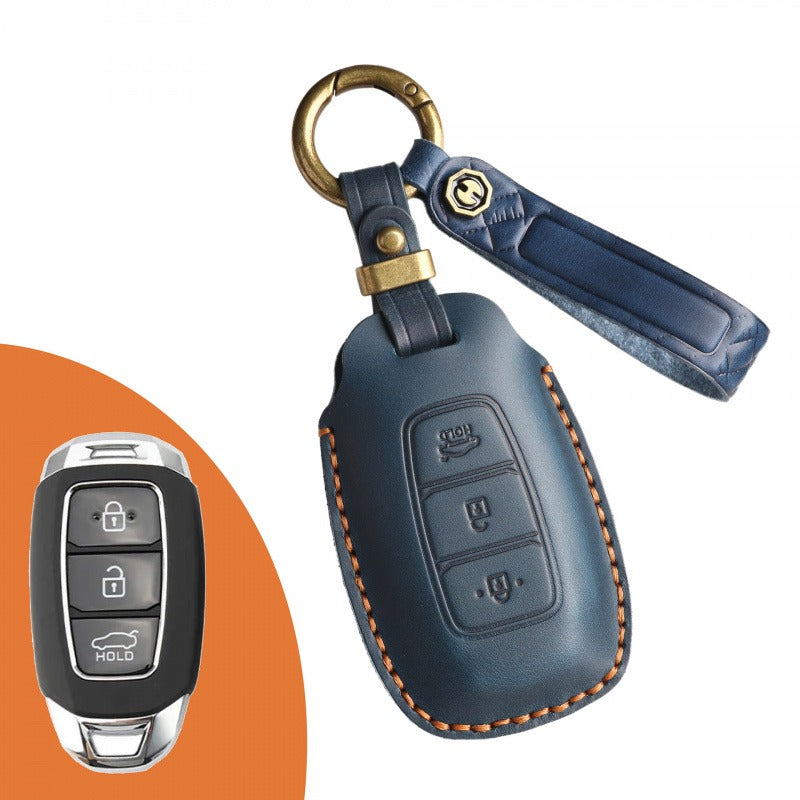 Hyundai Lafesta Custo Leather Key Case(#HY201) - key-3 / Blue