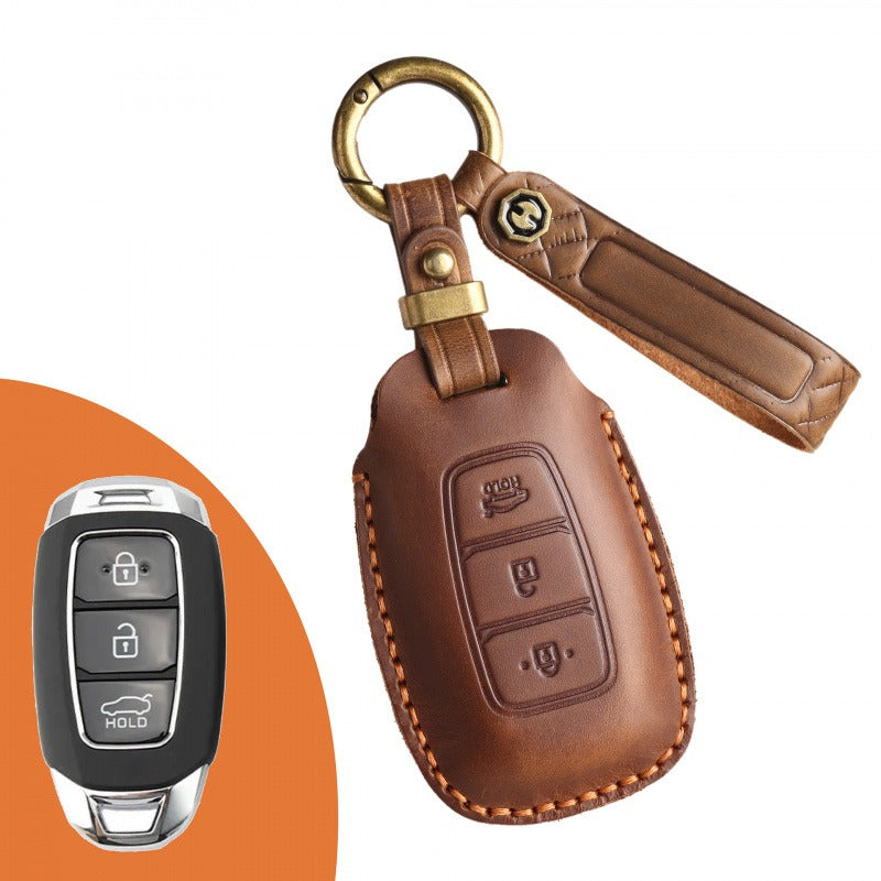 Hyundai Lafesta Custo Leather Key Case(#HY201) - Custo-Key-5 / Brown