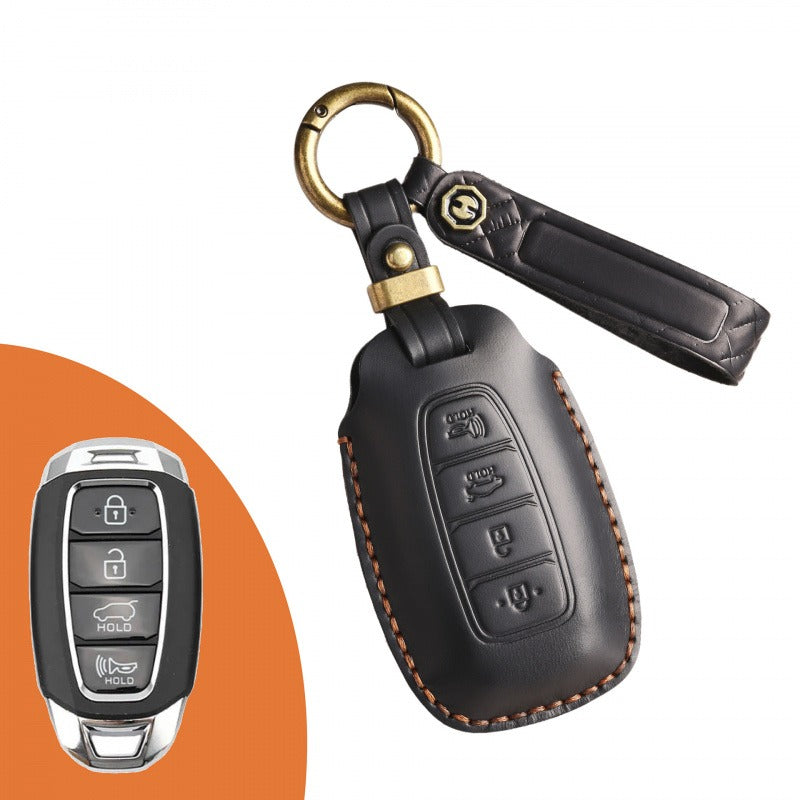 Hyundai Lafesta Custo Leather Key Case(#HY201) - Key-4 / Black