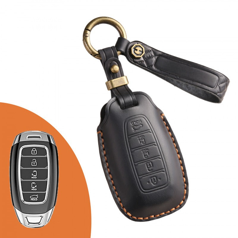 Hyundai Lafesta Custo Leather Key Case(#HY201) - Custo-Key-5 / Black