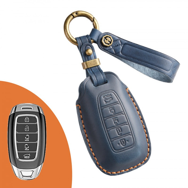 Hyundai Lafesta Custo Leather Key Case(#HY201) - Custo-Key-5 / Blue