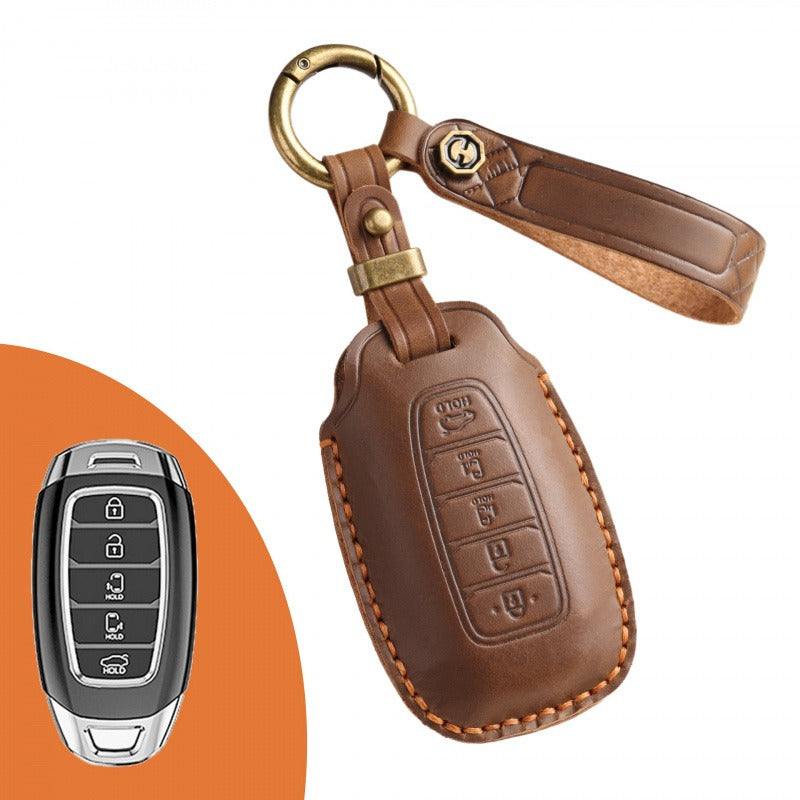 Hyundai Lafesta Custo Leather Key Case(#HY201) - Custo-Key-5 / Brown